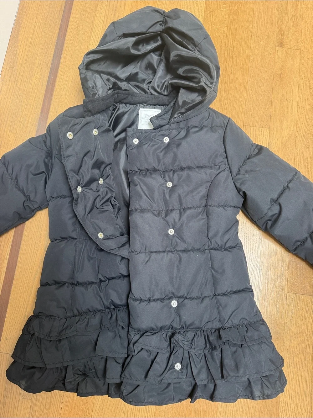 Gymboree Black Ruffle Hem Puffer Jacket